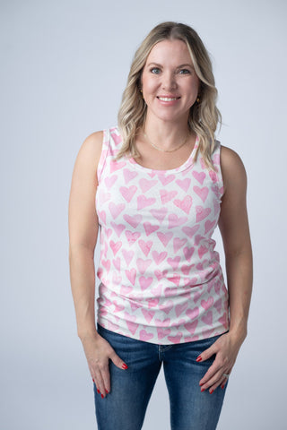 Ava Tank - Blushing Pink Hearts