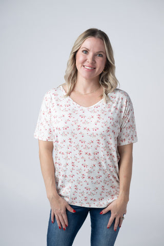 Chloe Cozy Tee - Micro Pink Floral