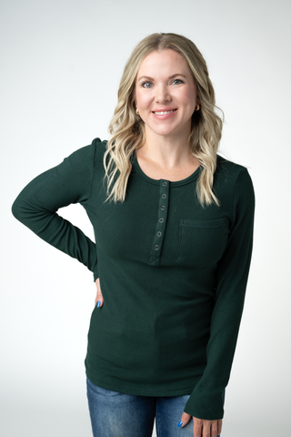 Georgia Long Sleeve Top - Evergreen
