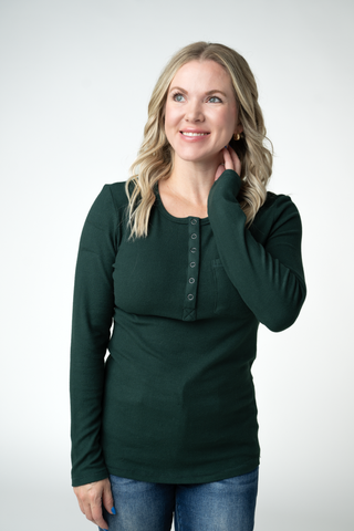 Georgia Long Sleeve Top - Evergreen