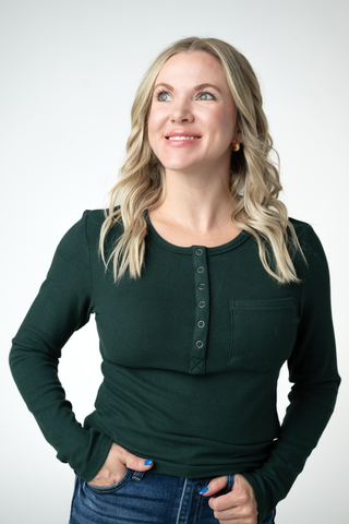 Georgia Long Sleeve Top - Evergreen