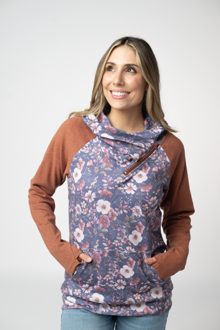 Classic Zoey ZipCowl Sweatshirt - Blushwood Floral and Terra Cotta