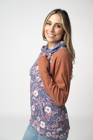 Classic Zoey ZipCowl Sweatshirt - Blushwood Floral and Terra Cotta