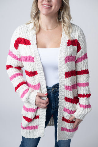 Stripe Cardigan - Valentine's Day