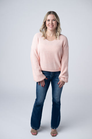 Bethany Bow Knit Sweater - Light Pink
