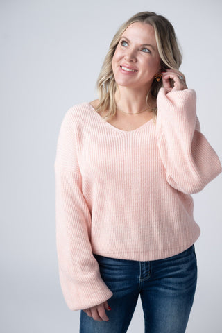 Bethany Bow Knit Sweater - Light Pink