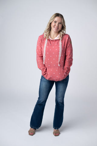 Hailey Pullover Hoodie -Sweetheart Red