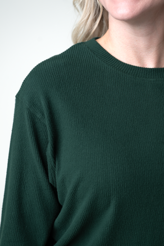 Corrine Ribbed Pullover Top - Evergreen