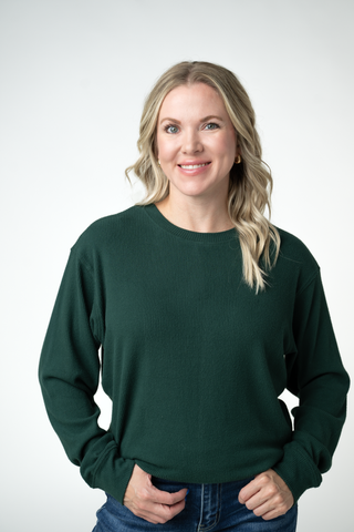Corrine Ribbed Pullover Top - Evergreen