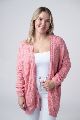 Open Knit Cardigan - Rose