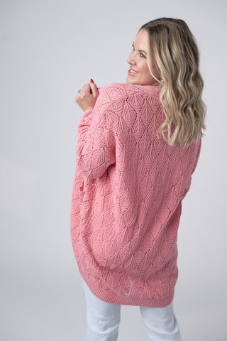 Open Knit Cardigan - Rose