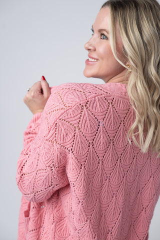 Open Knit Cardigan - Rose