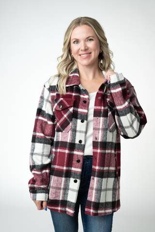 Norah Shacket - Merlot Plaid Mix