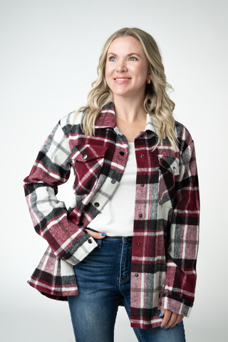 Norah Shacket - Merlot Plaid Mix