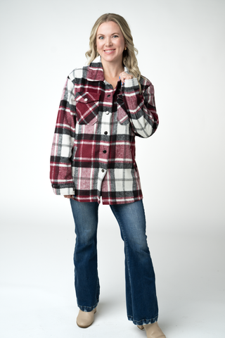 Norah Shacket - Merlot Plaid Mix
