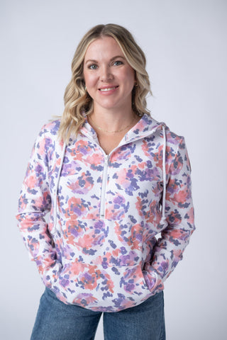 HalfZip Hoodie - Purple Abstract