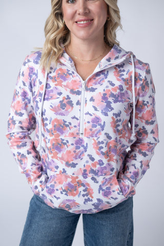 HalfZip Hoodie - Purple Abstract