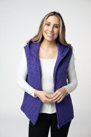 Heather Geometric Hooded Vest - Purple