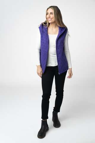 Heather Geometric Hooded Vest - Purple