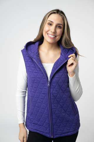 Heather Geometric Hooded Vest - Purple