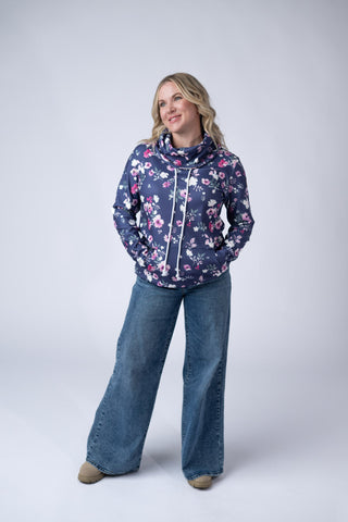 Soft Funnel Neck - Navy Floral