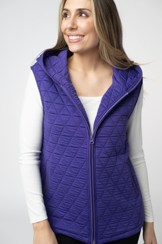 Heather Geometric Hooded Vest - Purple