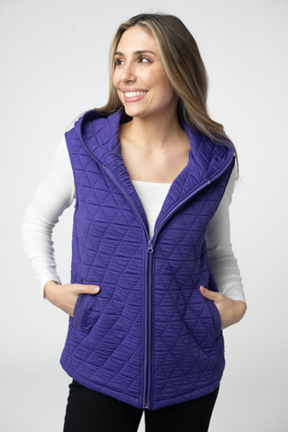 Heather Geometric Hooded Vest - Purple