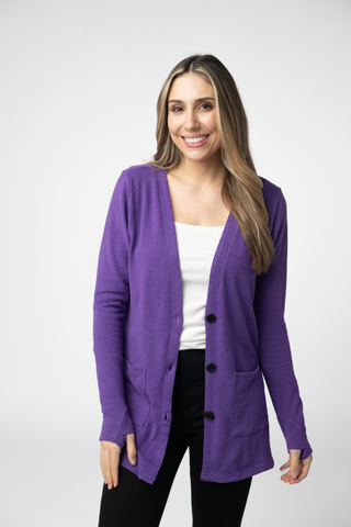 Cori Cardigan - Heathered Purple