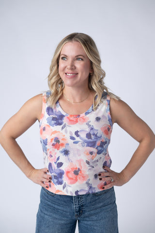 Ava Tank - Sunset Watercolor Floral