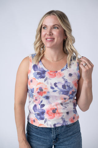 Ava Tank - Sunset Watercolor Floral