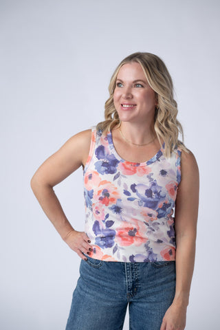 Ava Tank - Sunset Watercolor Floral