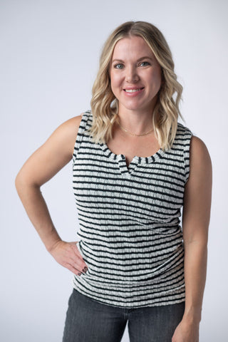 Stella Striped Tank - Black