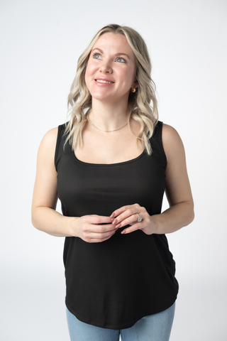 Rachel Ribbed Tank - Black