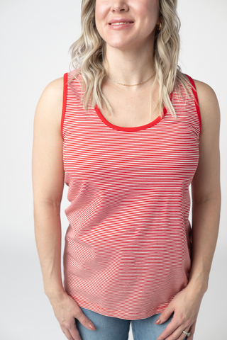 Micro Striped Tank - Red
