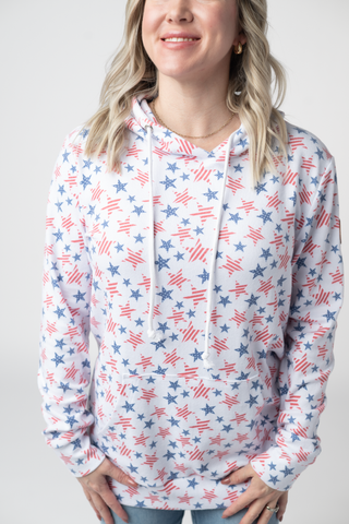 Hailey Pullover Hoodie - American Stars and Stripes