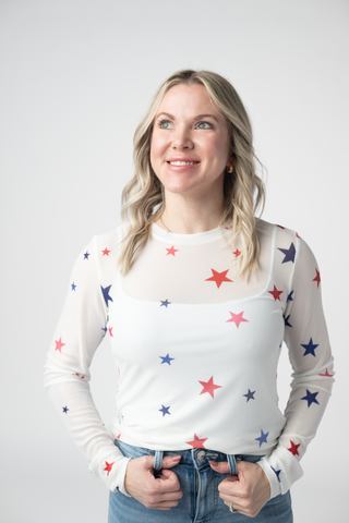 Mesh Long Sleeve Top - Stars