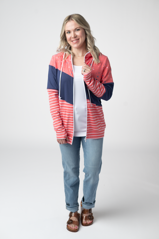 Colorblock Fullzip - Liberty Stars, Navy, and Stripes Trio