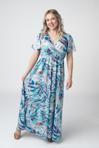 Millie Maxi Dress - Abstract Aqua Breeze