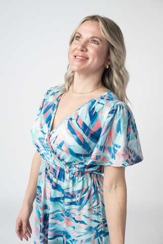 Millie Maxi Dress - Abstract Aqua Breeze
