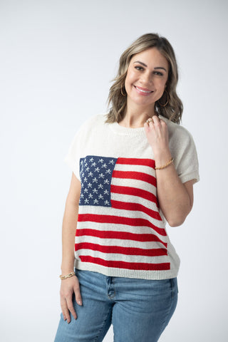 American Flag Open Knit Top