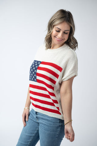 American Flag Open Knit Top