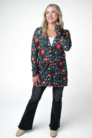 Cori Cardigan - Poinsettia Nights