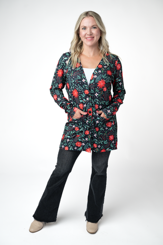 Cori Cardigan - Poinsettia Nights