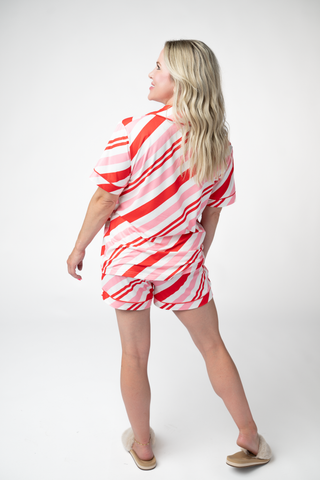 Brooke Top and Shorts Pajama Set - Candy Cane