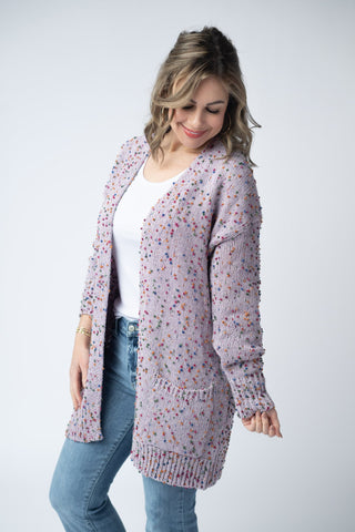 Carly Confetti Dot Cardigan - Lavender