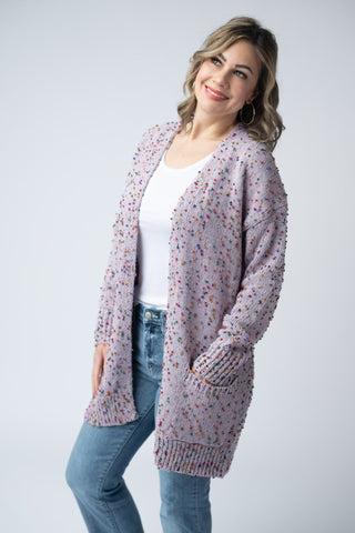 Carly Confetti Dot Cardigan - Lavender