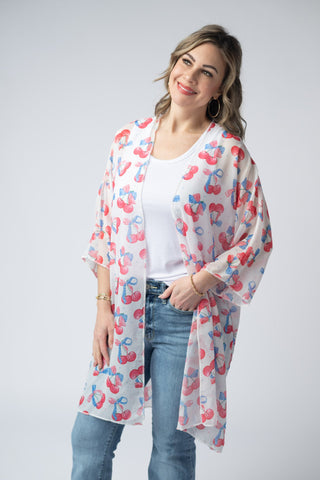Patriotic Cherries Kimono