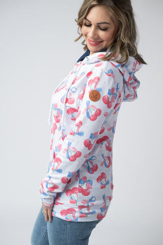 Hailey Pullover Hoodie - Patriotic Cherries