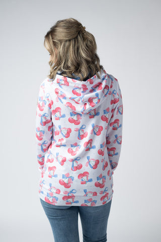 Hailey Pullover Hoodie - Patriotic Cherries