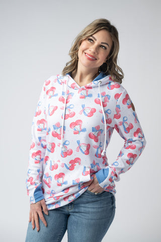 Hailey Pullover Hoodie - Patriotic Cherries